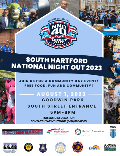South Hartford National Night Out 2023 English Flyer
