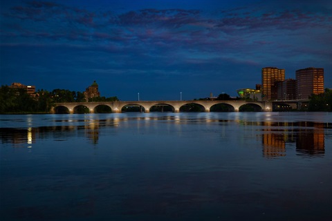 Spotlight On Pier Cap And Bridge Facade